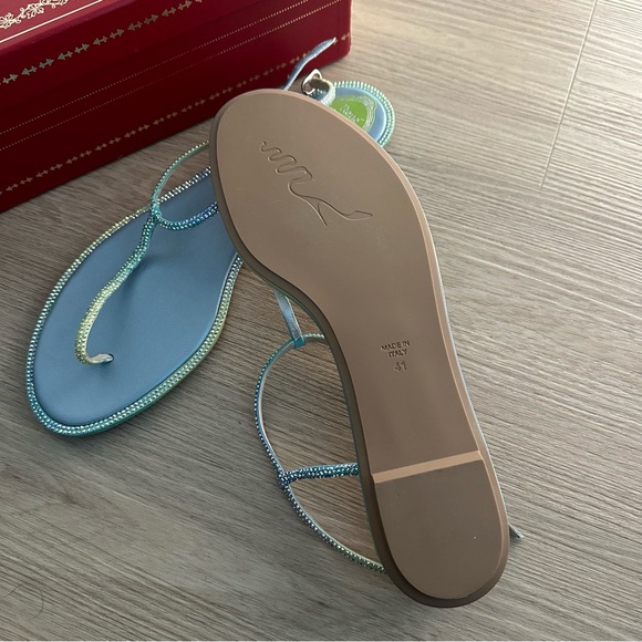 Rene Caovilla Blue Green Gradient Swarovski Crystal Thong Sandals - Picture 5 of 11